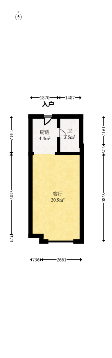 佳兆业云顶梅溪湖（佳兆业梅溪荟）  1室1厅1卫   32.00万室内图1