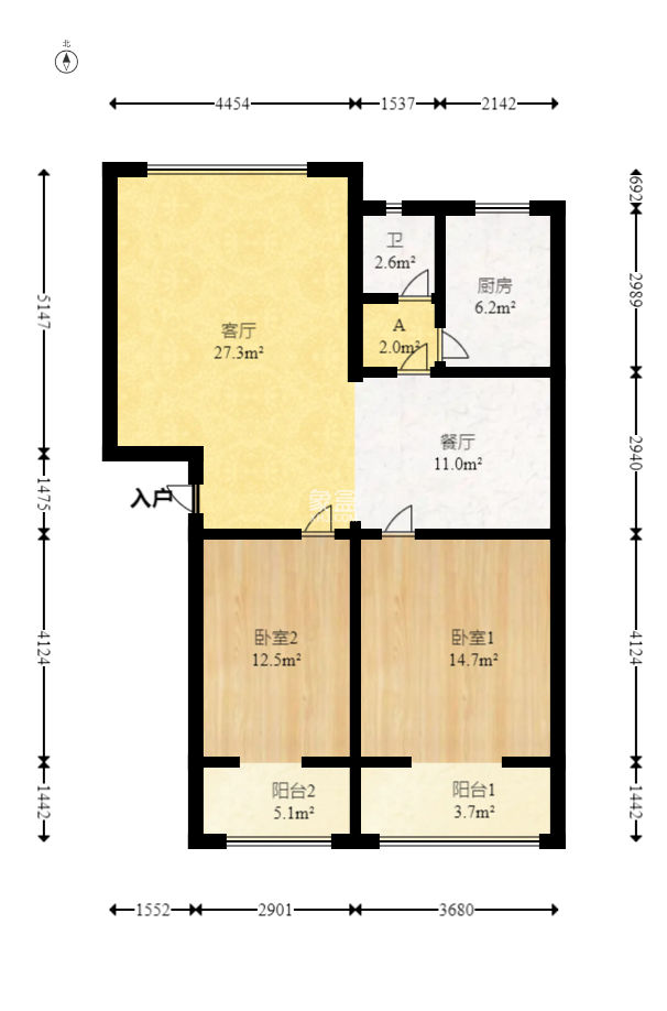湘樟园小区（湘樟家园）  2室1厅1卫   55.00万