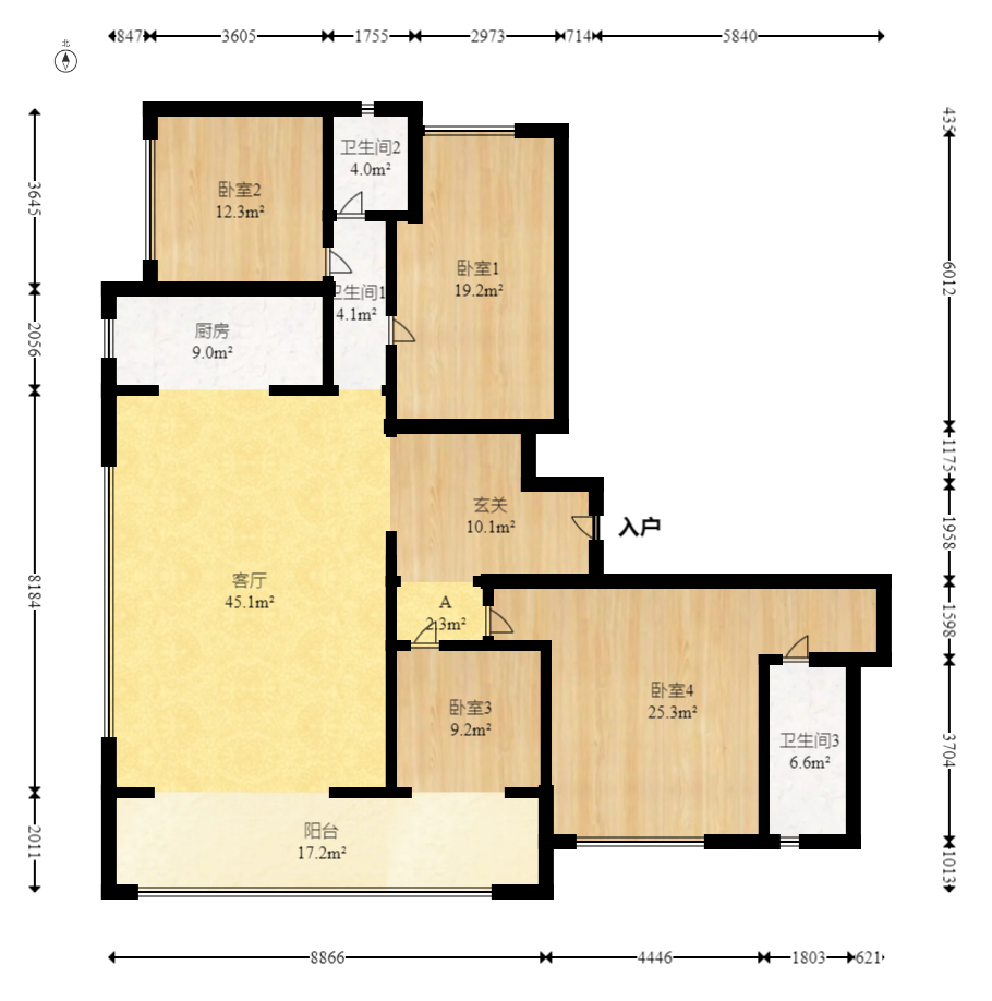 越秀湘江星汇城三期  4室2厅2卫    260.0万 越秀湘江星汇城三期  4室2厅2卫    260.0万户型图