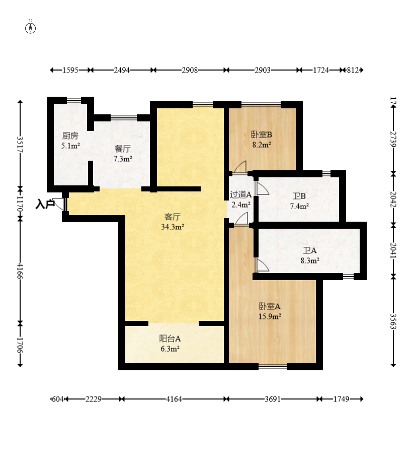 中建嘉和城  3室2厅2卫   83.00万室内图1