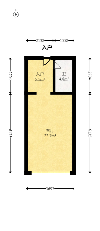 蚂蚁工房  1室1厅1卫    38.0万室内图1