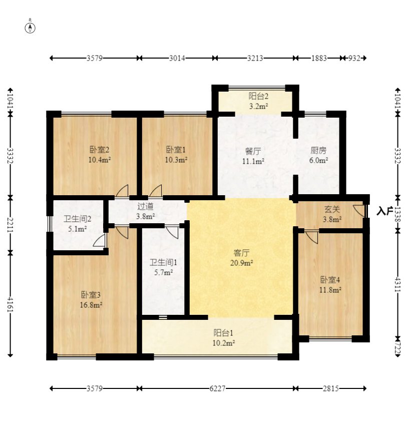 润和滨江府  4室2厅2卫   145.00万室内图1