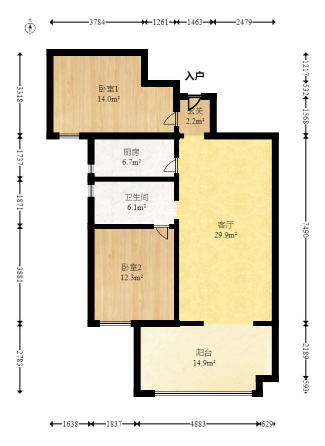 明发阅江悦府  3室2厅2卫   69.00万室内图1