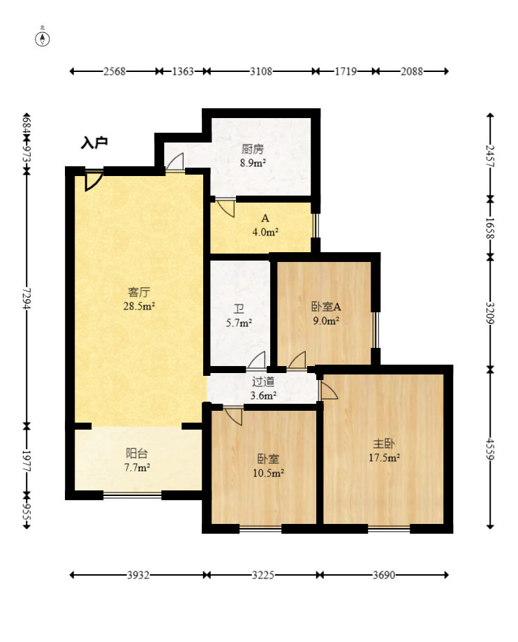 恒大翡翠华庭 3室2厅1卫 79.8万 恒大翡翠华庭 3室2厅1卫 79.8万户型图