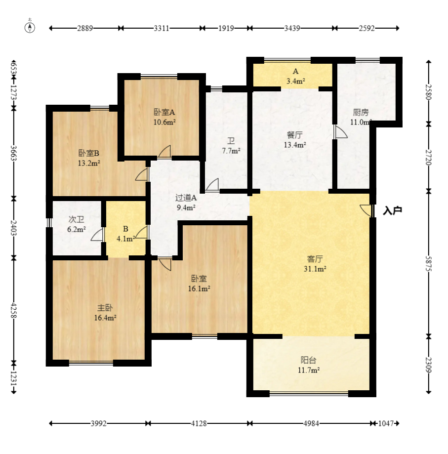 恒基凯旋门一二期  4室2厅2卫    178.0万 恒基凯旋门一二期  4室2厅2卫    178.0万户型图