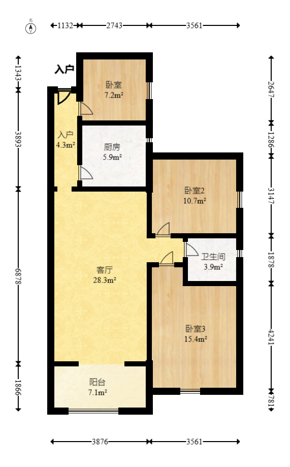 领东汇  3室2厅1卫   57.80万室内图1