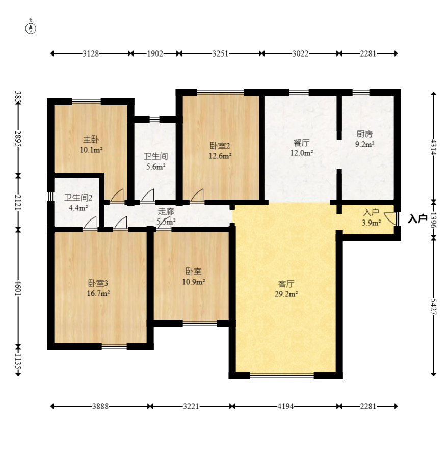 鸿润园  3室2厅2卫   95.80万室内图1