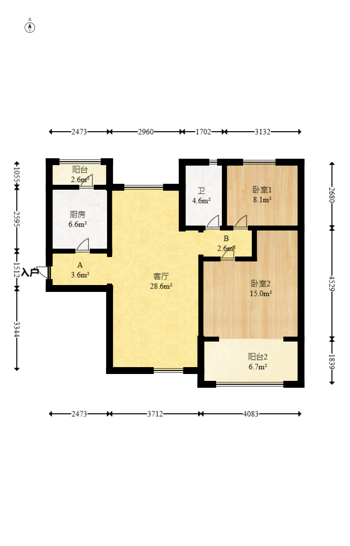 新城新世界一二三期 2室2厅1卫 75.0万 新城新世界一二三期 2室2厅1卫 75.0万户型图