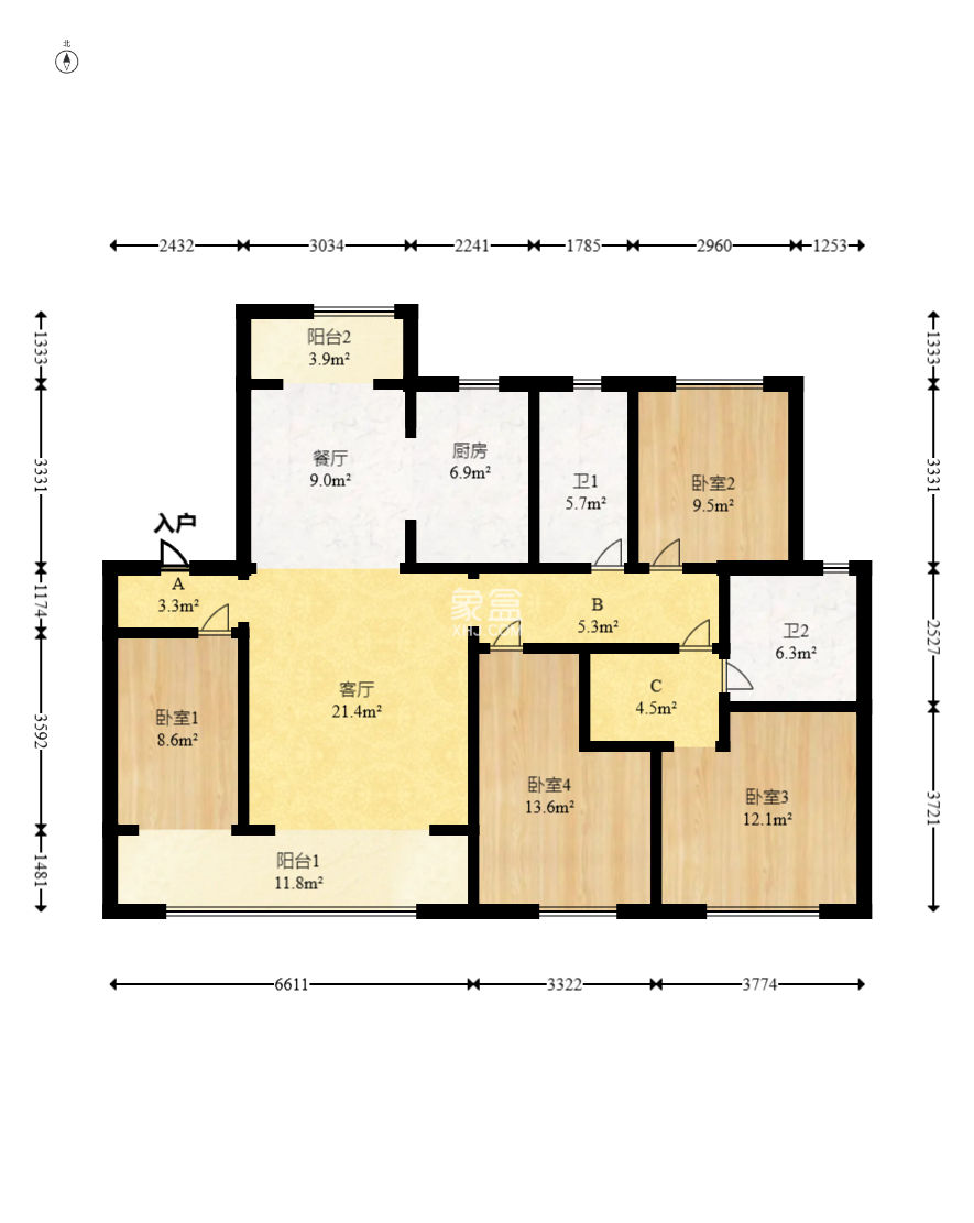 大都汇天悦（保利大都汇三期）  4室2厅2卫    165.0万