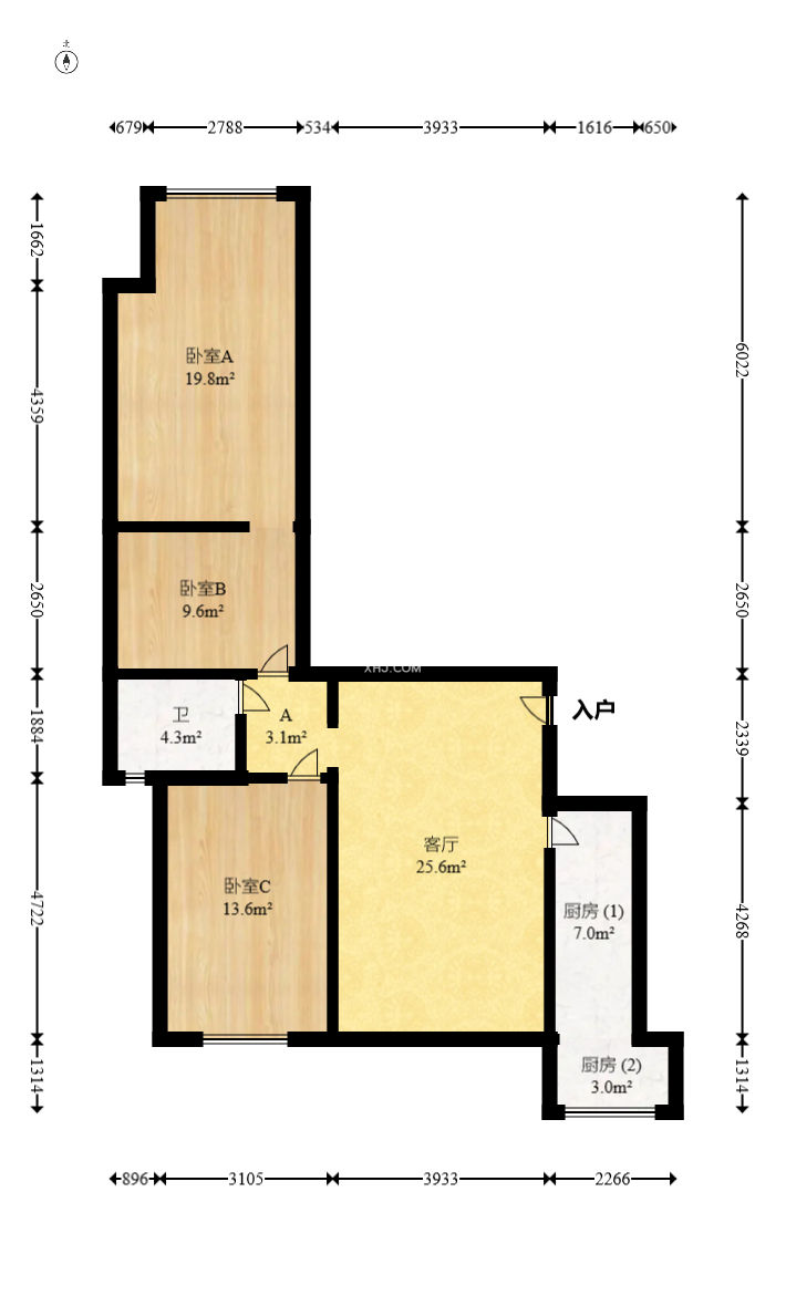 望兴景园二期（望兴西西里）  3室2厅2卫   88.00万