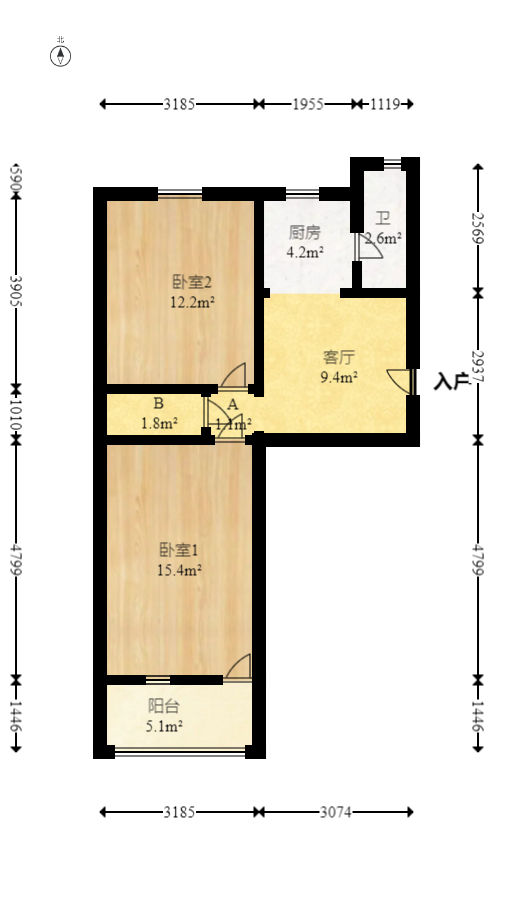 桔园小区1-8片  2室1厅1卫   32.00万室内图1