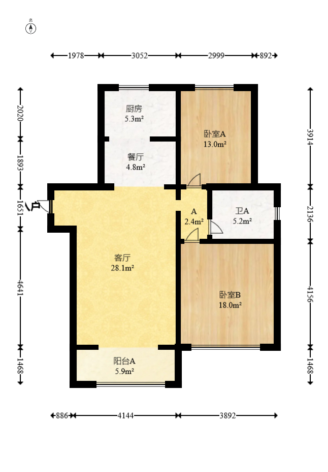 华雅林语苑 2室2厅1卫 105.0万 华雅林语苑 2室2厅1卫 105.0万户型图