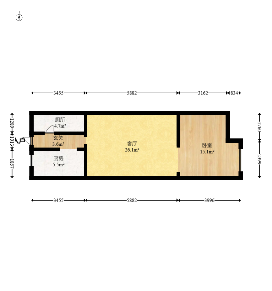 阳光100二期  1室1厅1卫    38.8万 阳光100二期  1室1厅1卫    38.8万户型图