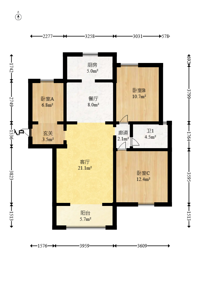 洋湖时代  3室2厅1卫    62.0万 洋湖时代  3室2厅1卫    62.0万户型图