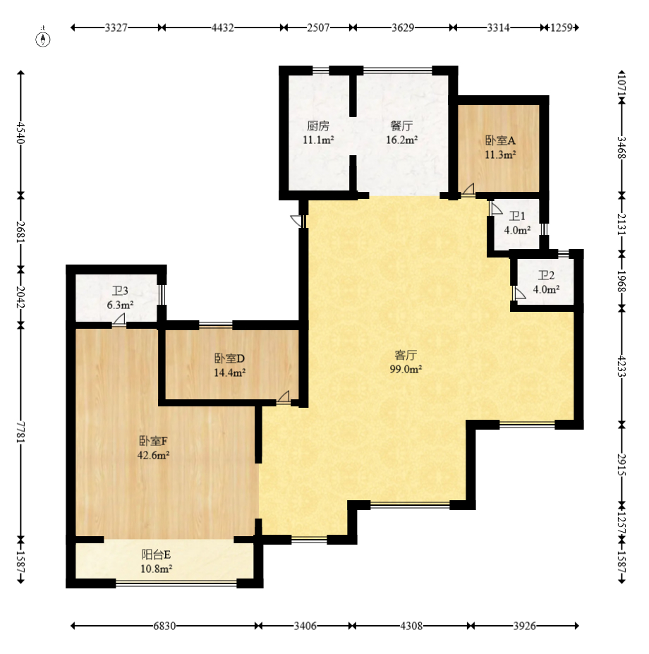 建投象山国际  5室2厅3卫   261.00万室内图1