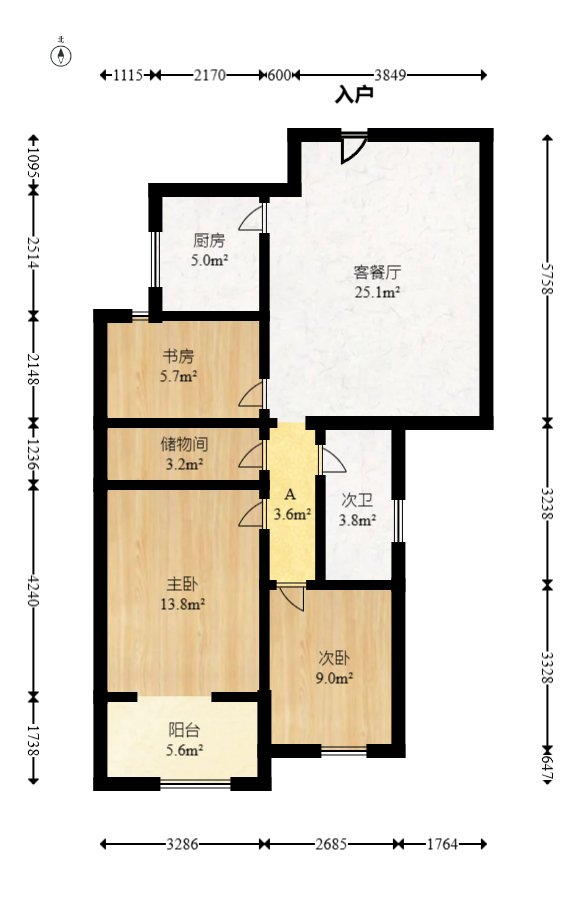 绿地海外滩一期  3室2厅1卫   47.00万室内图1