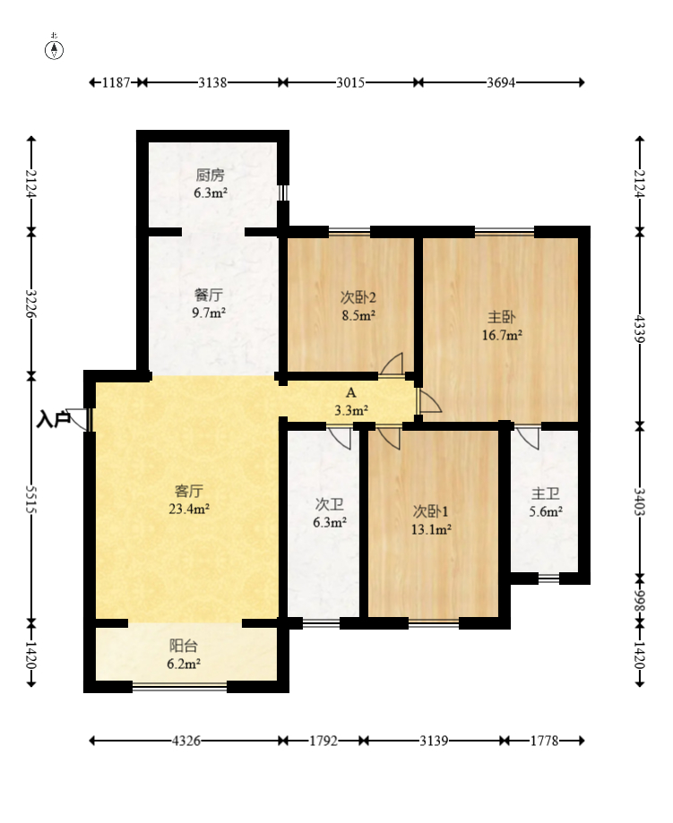 金富北城  3室2厅1卫    45.0万 金富北城  3室2厅1卫    45.0万户型图
