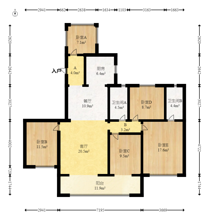 中海寰宇天下 5室2厅2卫 158.8万 中海寰宇天下 5室2厅2卫 158.8万户型图