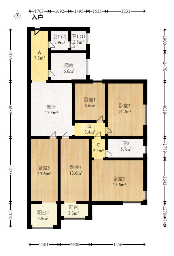 明星村  3室2厅2卫   122.00万