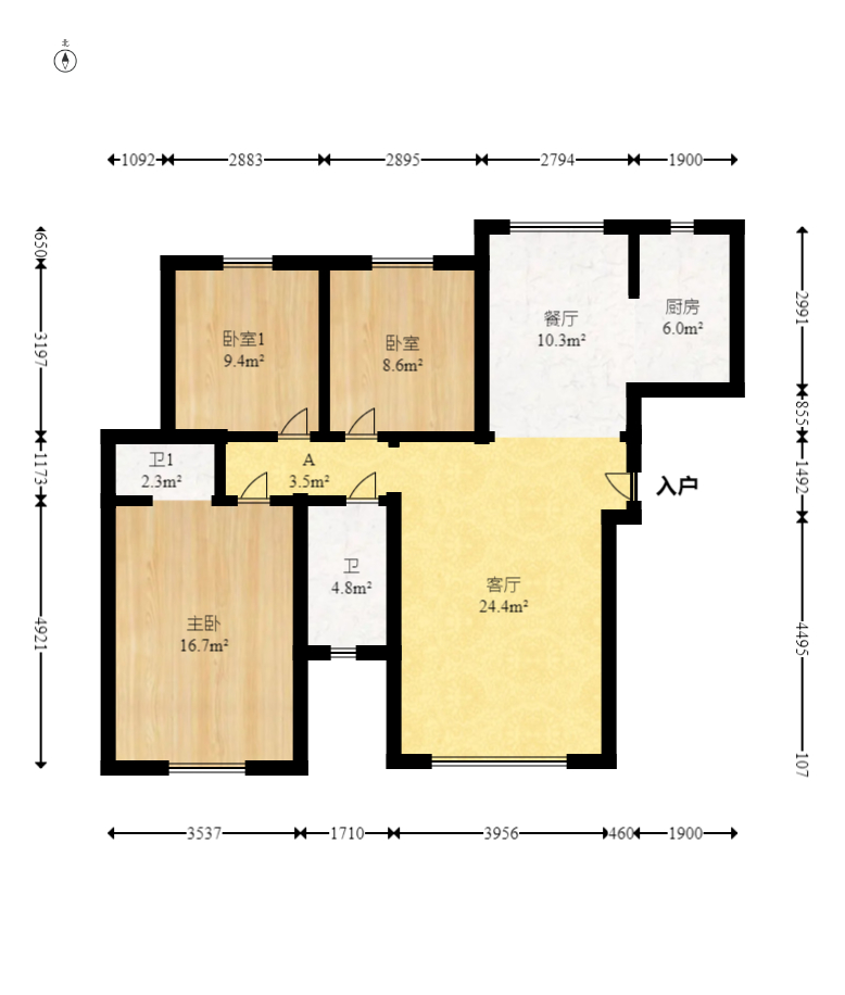 中安善化国际 3室2厅2卫 58.0万 中安善化国际 3室2厅2卫 58.0万户型图