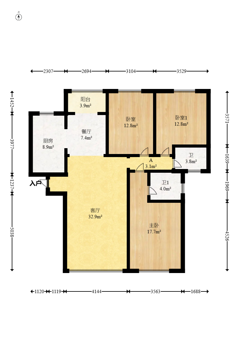 中安善化国际  3室2厅2卫    66.8万 中安善化国际  3室2厅2卫    66.8万户型图