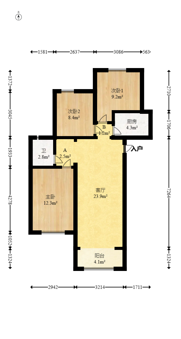 MOMA当代广场 3室2厅1卫 56.38万 MOMA当代广场 3室2厅1卫 56.38万户型图