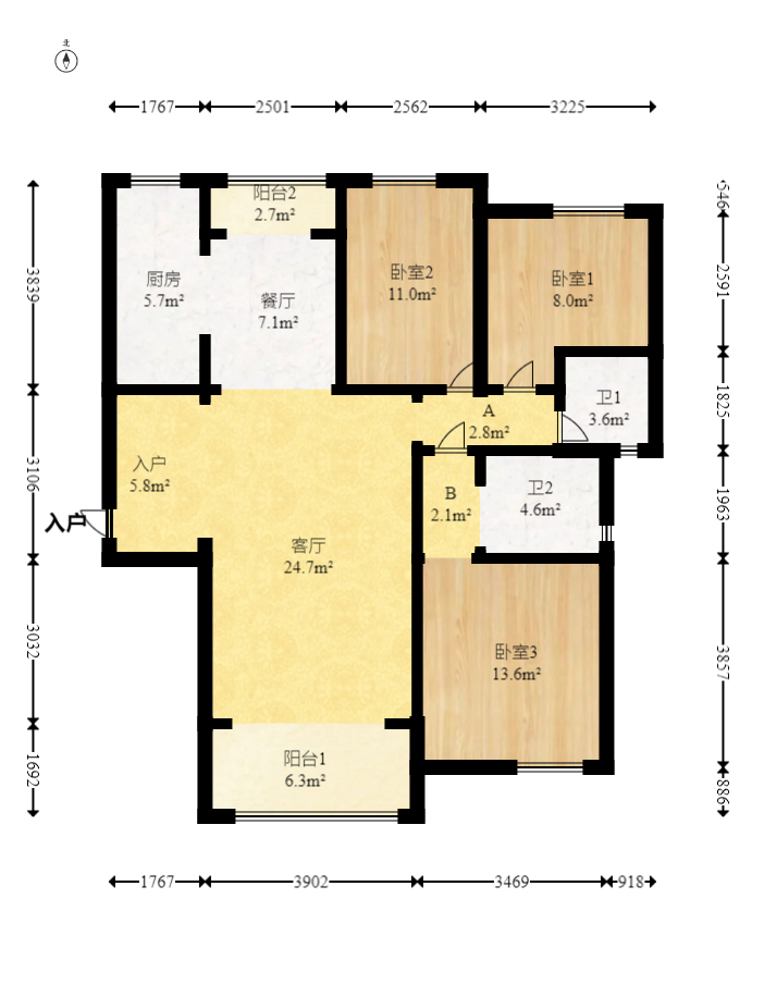 新华都万家城  3室2厅2卫    86.0万 新华都万家城  3室2厅2卫    86.0万户型图