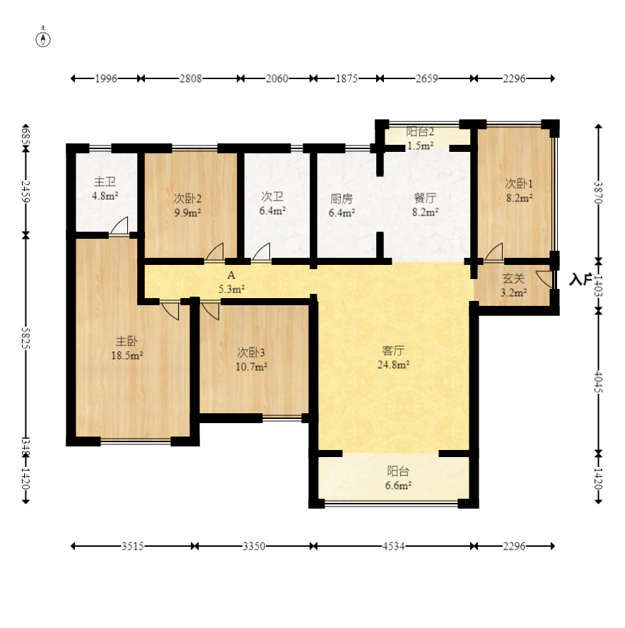 钱隆世家 4室2厅2卫 83.0万 钱隆世家 4室2厅2卫 83.0万户型图