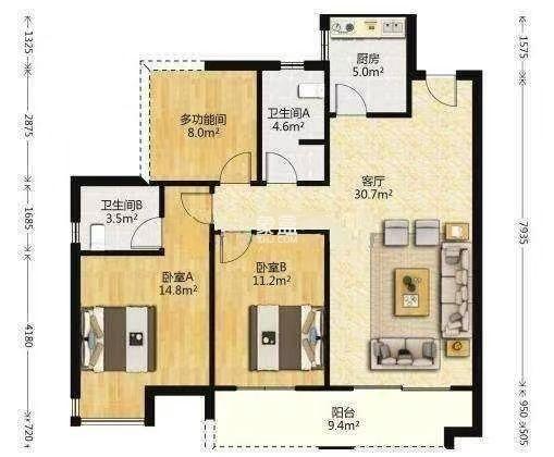 中建江湾壹号  4室2厅2卫    58.0万