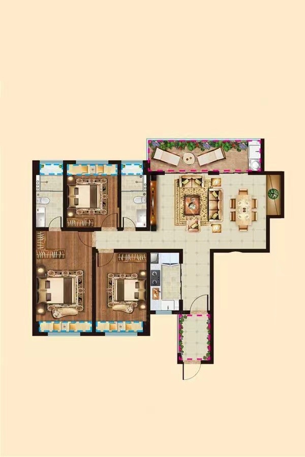 文博公馆 3室2厅2卫 188.0万 文博公馆 3室2厅2卫 188.0万户型图