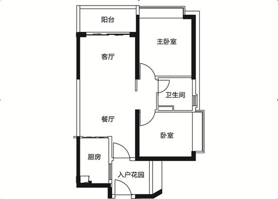 锦绣湘江  2室2厅1卫   28.00万户型图