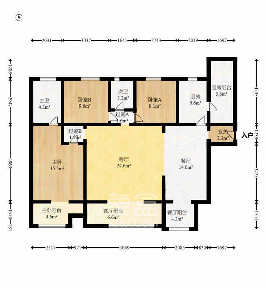 金科东方大院三四期 3室2厅2卫 2700.0元/月 金科东方大院三四期 3室2厅2卫 2700.0元/月室内图