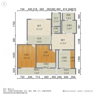 桃园小区  3室2厅1卫   126.00万户型图