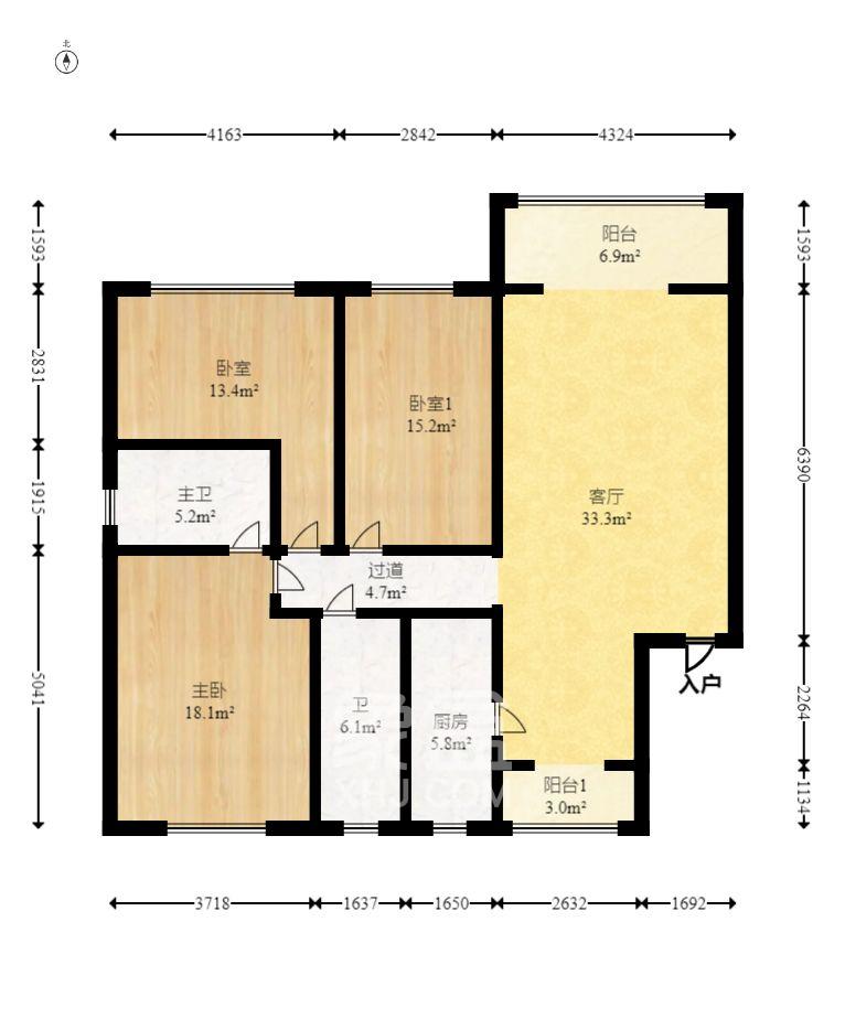 万象新天 3室2厅1卫 2500.0元/月 万象新天 3室2厅1卫 2500.0元/月室内图