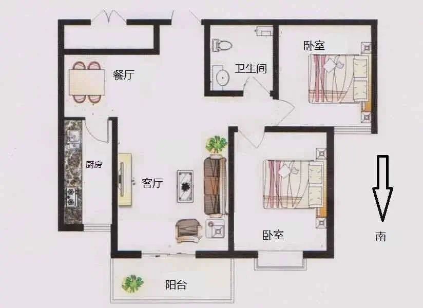 金碧苑北区  2室2厅1卫   65.00万户型图