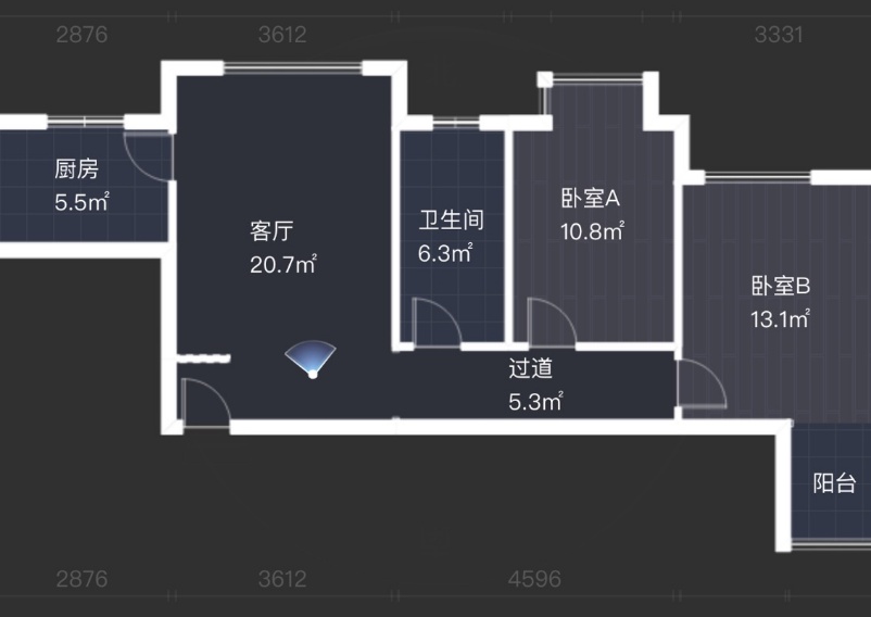 融侨馨苑  1室2厅1卫   2200.00元/月室内图1