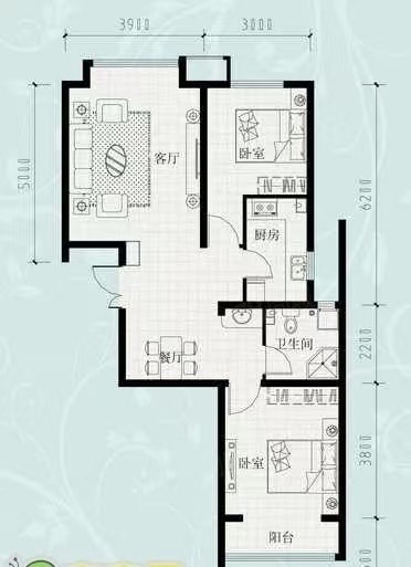 荣盛锦绣花苑  2室2厅1卫   89.00万户型图