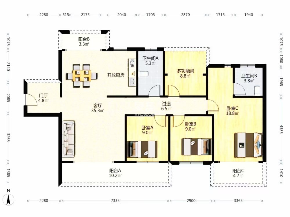 中房天玺湾  4室2厅2卫    78.0万