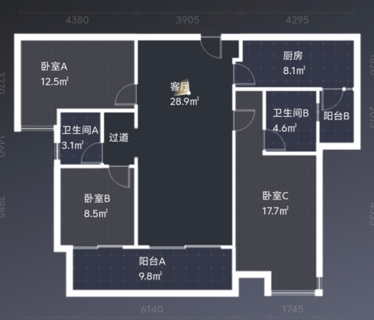 长房湘江府  3室2厅2卫   92.00万室内图1