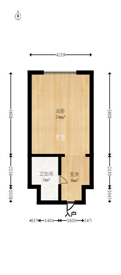 启迪协信中心  1室1厅1卫   1800.00元/月户型图