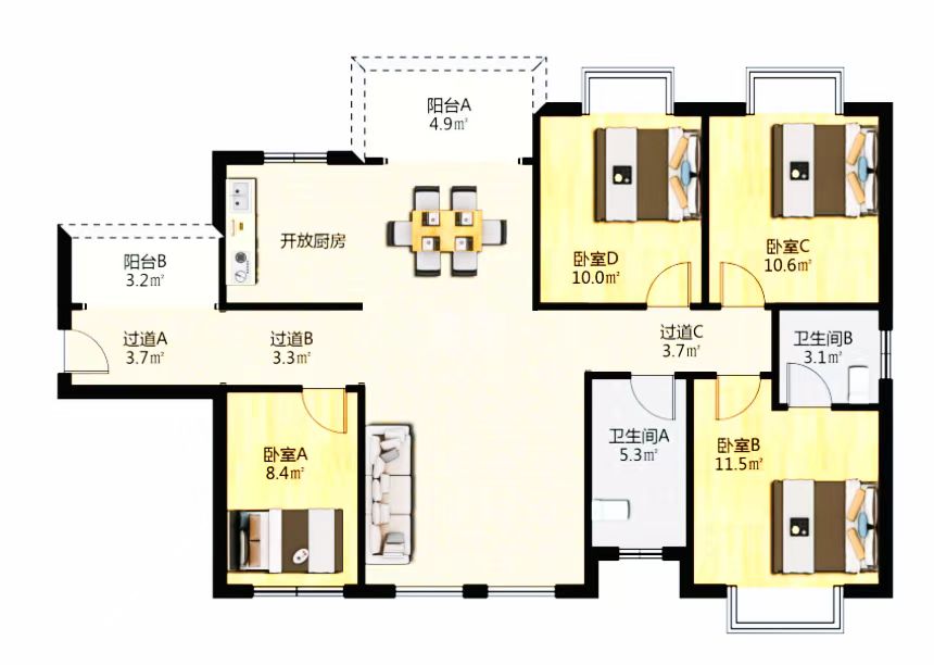 型格建宁翰府 4室2厅2卫 55.8万 型格建宁翰府 4室2厅2卫 55.8万室内图
