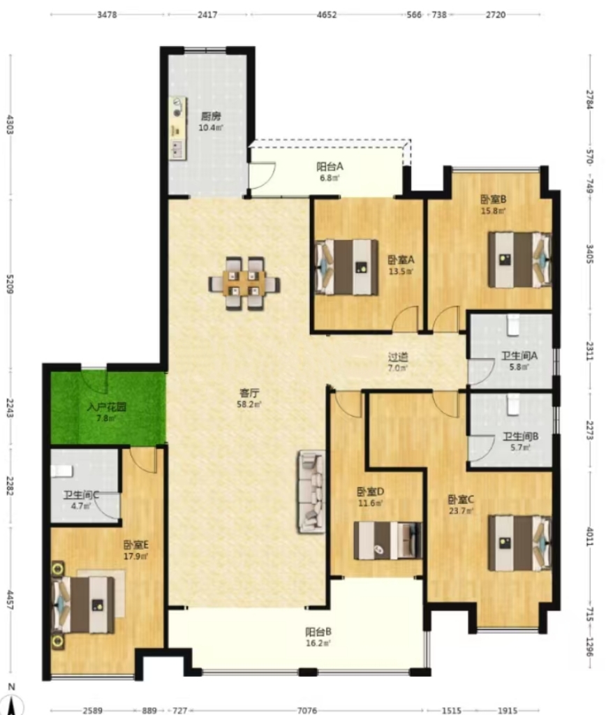 华晨神农湾 4室2厅2卫 188.0万 华晨神农湾 4室2厅2卫 188.0万室内图