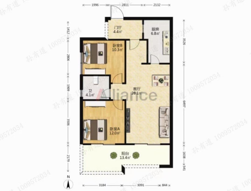 海南金地自在城 2室2厅1卫 110.0万 海南金地自在城 2室2厅1卫 110.0万户型图