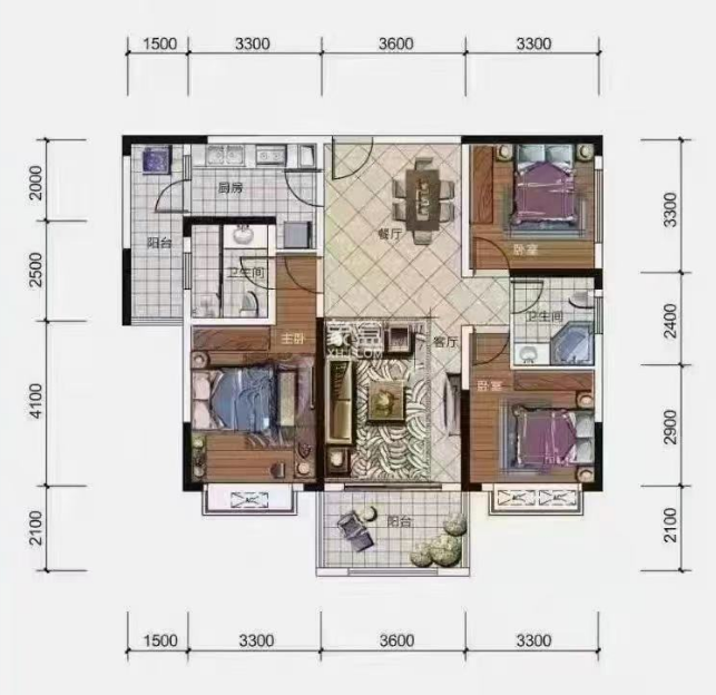 城市公园 3室2厅2卫 42.0万 城市公园 3室2厅2卫 42.0万室内图
