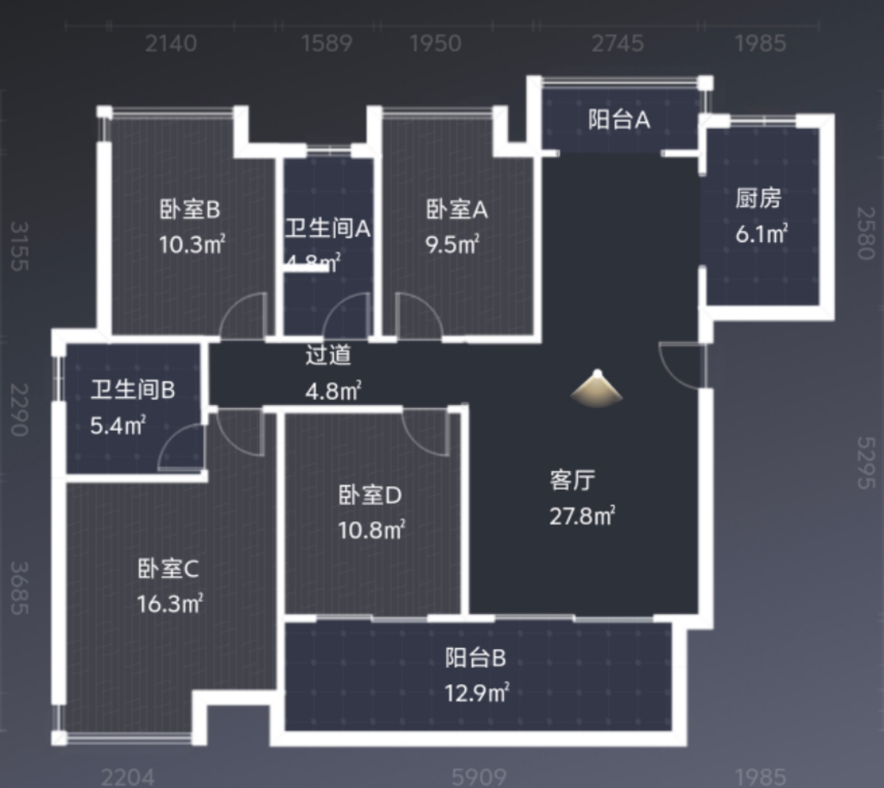 长房湘江府 4室2厅2卫 150.0万 长房湘江府 4室2厅2卫 150.0万室内图