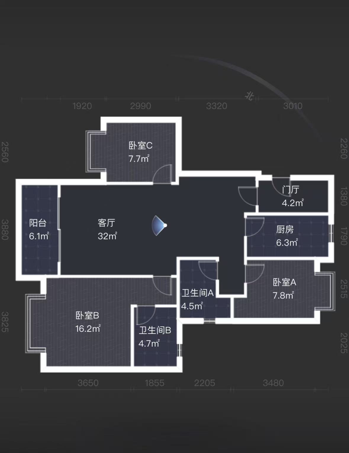 株洲恒大御景天下（恒大誉景花园）  3室2厅2卫   75.00万室内图