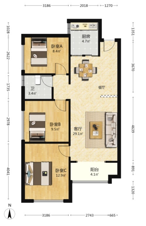 都市兰亭 3室2厅1卫 38.0万 都市兰亭 3室2厅1卫 38.0万室内图
