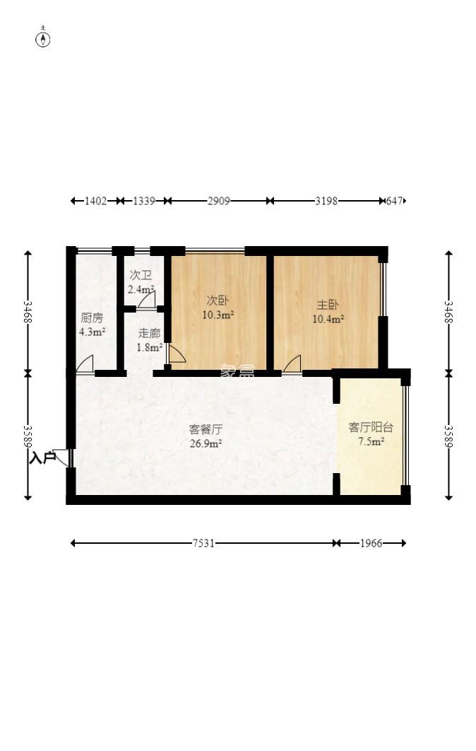 御景峰  2室1厅1卫   3500.00元/月室内图