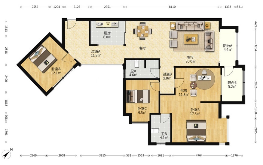 荷塘嘉苑 4室2厅2卫 52.8万 荷塘嘉苑 4室2厅2卫 52.8万室内图