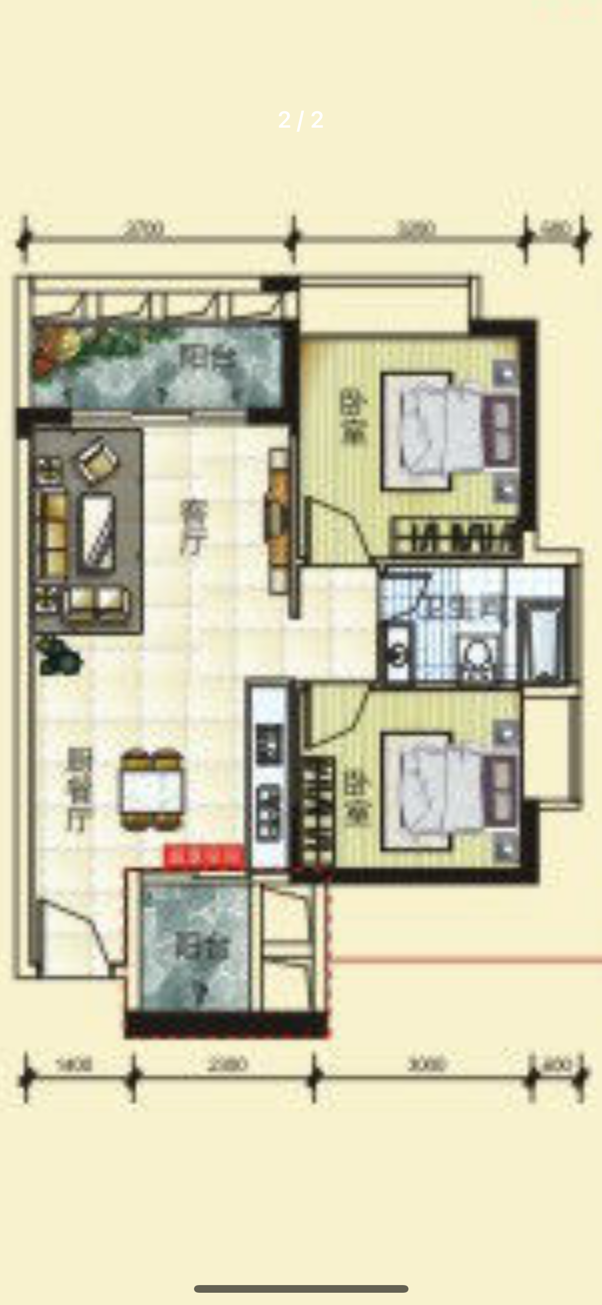 阳光三号苑  1室2厅1卫   120.00万户型图